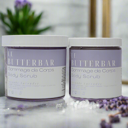 Le butter Bar shea butter and lavender body scrub.